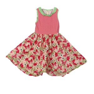 Matilda Jane Pink Polka Dot Butterfly Sleeveless Dress Girls Size 8‎ Fun Cute